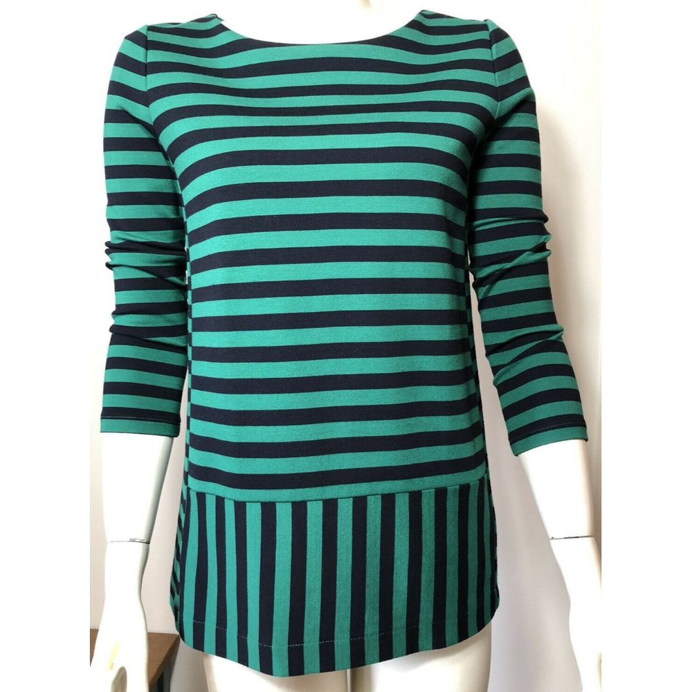 Madewell Green Black Striped Soft Heavy Knit Top
